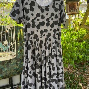 Bats & Flowers! Black and Grey Twirl Dress, Halloween Favorite